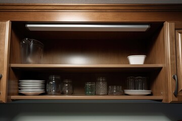 an inaccessible top shelf of a cabinet