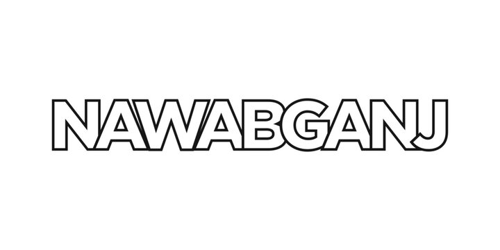 Nawabganj in the Bangladesh emblem. The design features a geometric style, vector illustration with bold typography in a modern font. The graphic slogan lettering.