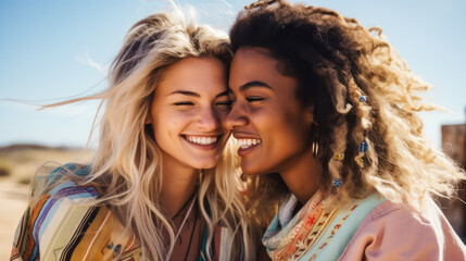 Obraz premium Sexuelle Diversität, zwei Verliebte Frauen geniessen ihre Beziehung. Generiert mit KI