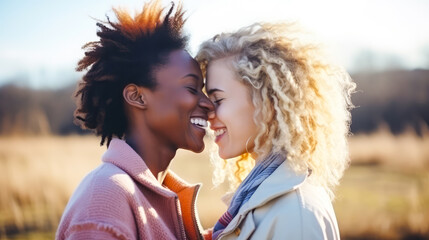 Sexuelle Diversität, zwei Verliebte Frauen geniessen ihre Beziehung. Generiert mit KI