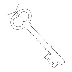 Single line key drawing of isolated vector object