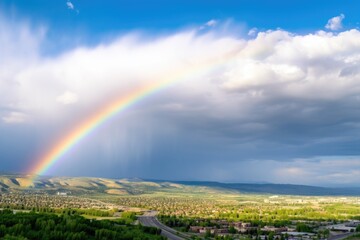 Fototapeta premium rainbow merging into the cloudy sky