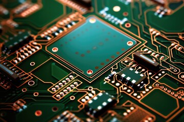 close-up of a circuit board with microchips