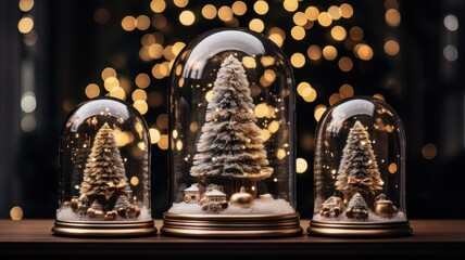 Transparent Background Stock Image of Festive Gift Dome and Christmas Trees