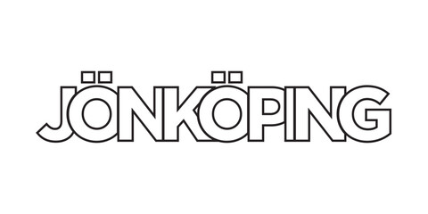 Fototapeta premium Jonkoping in the Sweden emblem. The design features a geometric style, vector illustration with bold typography in a modern font. The graphic slogan lettering.