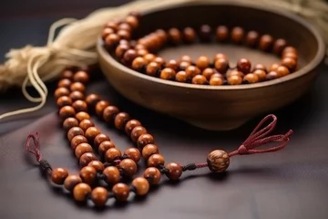 Poster close-up of sparse wood beads, accessories for qi gong © Alfazet Chronicles