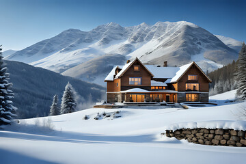 Fototapeta premium house in the mountains