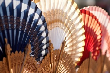 detail of tai chi fans beautiful patterns