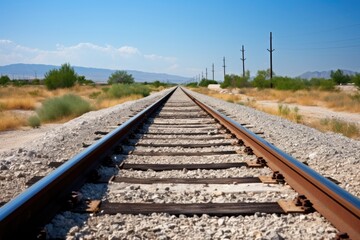 Fototapeta na wymiar railroad tracks leading to a border crossing point
