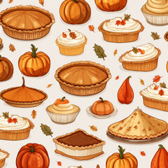 halloween seamless pattern with pumpkins