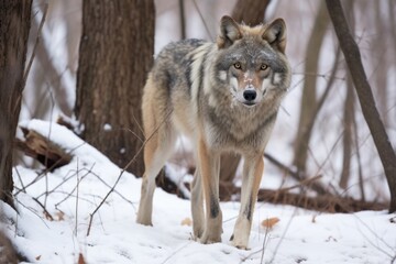 Fototapeta premium dominant alpha wolf marking its territory