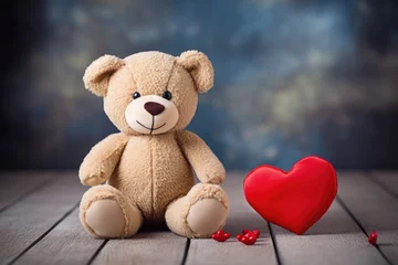 Fotobehang teddy bear with a stitched heart on the © Alfazet Chronicles