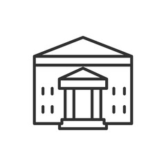 A building with columns, linear icon. Line with editable stroke