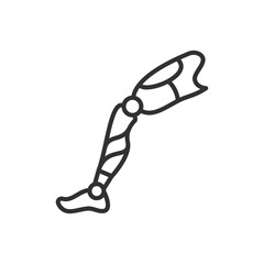 Prosthetic leg, linear icon. Mechanical leg. Line with editable stroke