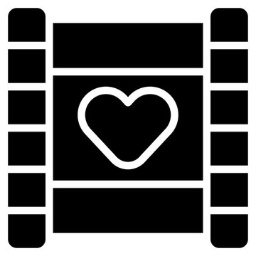 Vector Icon Film, Reel, Film Strip, Entertainment, Love, Heart