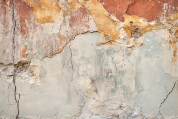 an angle view of a cracked fresco wall