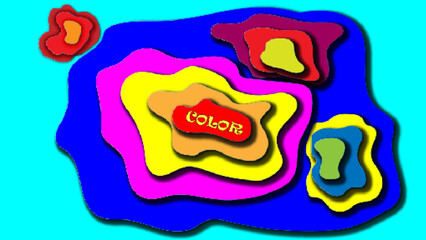 Multi-colored blots with text on a blue background. Vector illustration