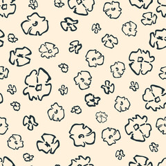 Black Flowers, vector seamless pattern. Repeating background. Tileable wallpaper print.	