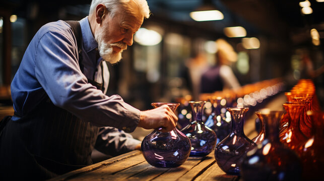 Glassware Manufacturing: A glassblower crafting intricate medical glassware in a traditional workshop.