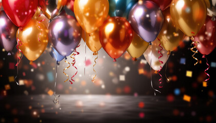 Beautiful Festive Background with Multicolored Balloons