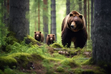 Foto op Plexiglas a bear excluded from a group of bears in the woods © altitudevisual