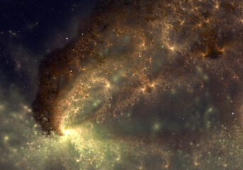 Infinite nebula and stars in space. Abstract fractal art background.