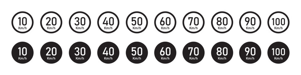 Speed limit icon. Speed km icon, vector illustration