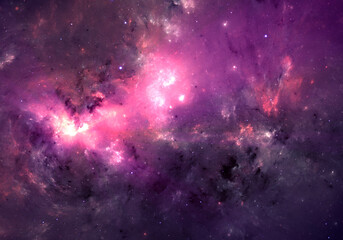 Nebula and stars in outer space. Abstract fractal art background. - obrazy, fototapety, plakaty