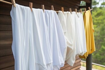 freshly washed bed linen hanging on a laundry line