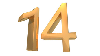 Fototapeta premium Creative design gold 3d number 14