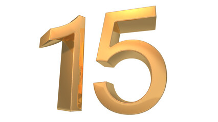 Creative design gold 3d number 15
