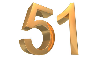 Creative design gold 3d number 51