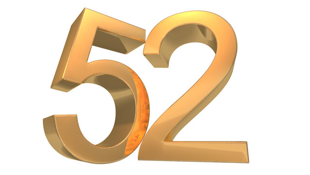 Creative design gold 3d number 52