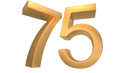 Creative design gold 3d number 75