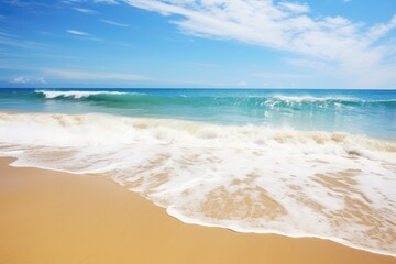ocean waves lapping a clean sandy beach