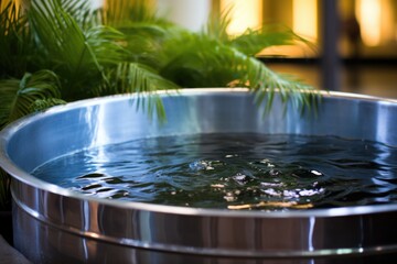 a baptismal font with pure, clear water - obrazy, fototapety, plakaty