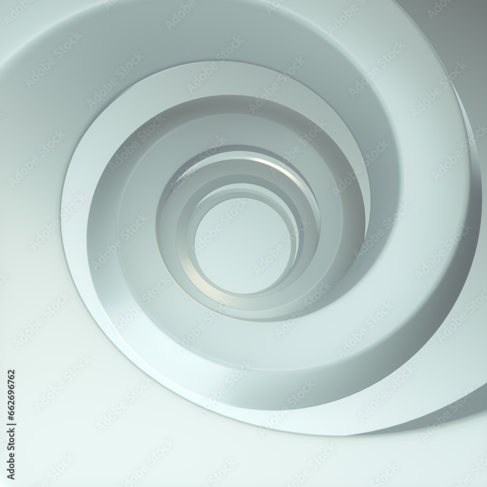 Fototapete white spiral with a smooth, shiny surface that extends deep into the interior. 3d rendering digital 