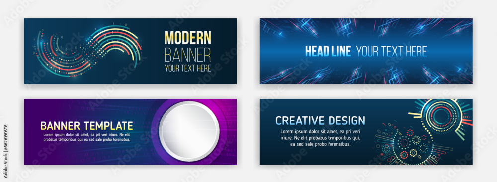 Poster modern banner on the theme of data protection, cyber security, science, data array. futuristic digit
