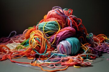 yarn tangled then unraveled, unknotted - obrazy, fototapety, plakaty