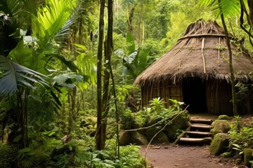 a traditional indigenous hut nestled in a forest