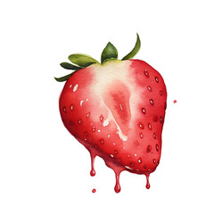 Strawberry, beautiful watercolor illustration, isolated on white background