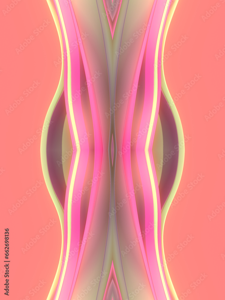 Aufkleber Whimsical wavy symmetrical wavy background with trendy color gradient. 3d rendering digital illustration