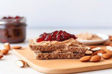 almond butter spread on a whole grain toast slice