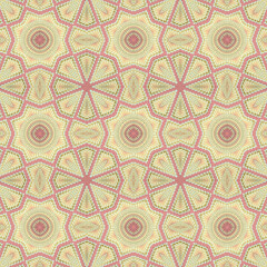 Abstract kaleidoscopic pattern composed of colored corrugated sheets with gold border. 3d rendering digital illustration