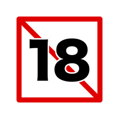 Under 18 years old restriction icon. Age limit. Vector.