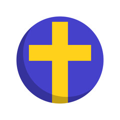 Obraz premium Round modern Christian cross icon. Vector.