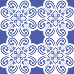 Poster Ornamental blue and white patterns for any decor. © Lex_Sky