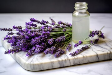 Fototapeta na wymiar with lavender sprigs on a stone tray
