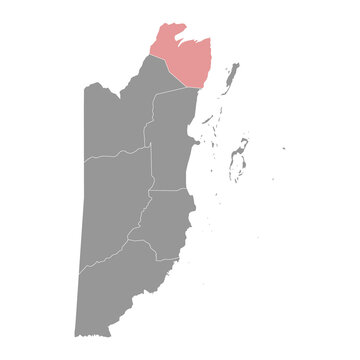 Corozal District map, administrative division of Belize.