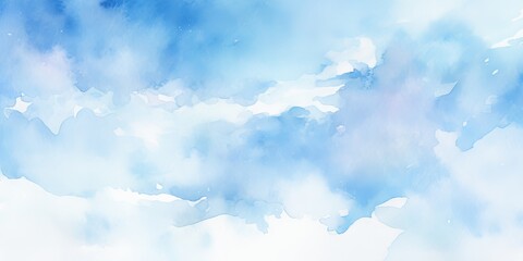 Blue sky and clouds watercolor background.